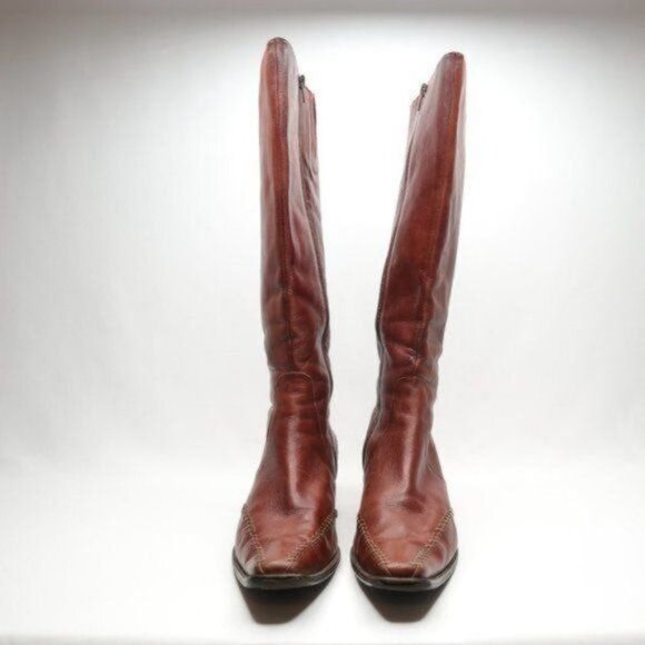 Pikolinos Women's Size 41 Brown Leather Knee High Point Toe Zip Up Heeled Boots - Picture 2 of 13